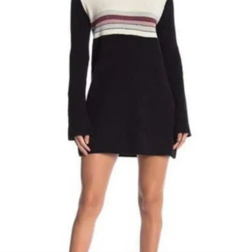 FREE PEOPLE Size S New sweater dress. Color Black with stripes. - Picture 2 of 9